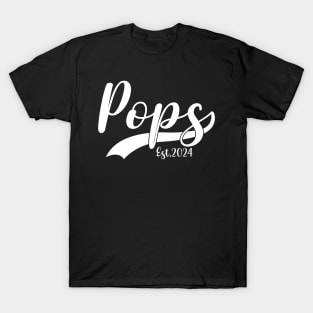 Funny Pops Est 2024 Fathers Day For New Dad Pregnancy T-Shirt